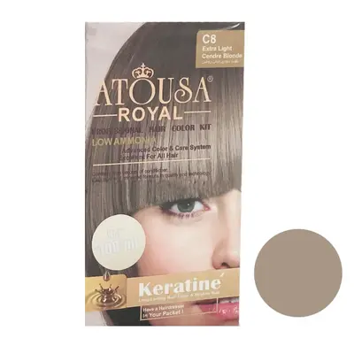 کیت رنگ مو آتوسا رویال شماره C8 حجم 100 میلی لیتر رنگ بلوند دودی خیلی روشن