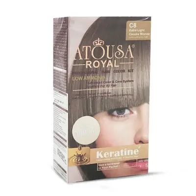 خرید کیت رنگ مو آتوسا رویال شماره C8 حجم 100 میلی لیتر رنگ بلوند دودی خیلی روشن
