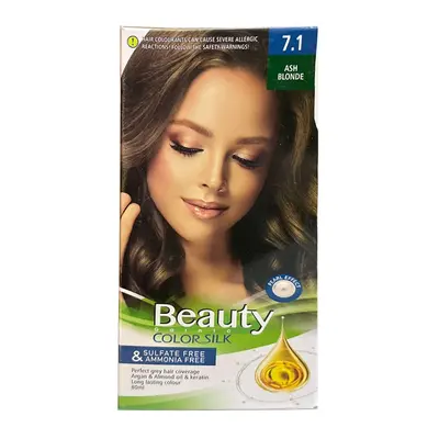 کیت رنگ مو زنانه بیوتی شماره 7.1 بلوند خاکستری حجم 80 میلی لیتر و اکسیدان 120 میلی لیتر