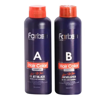 خرید شامپو رنگ مو فاربن شماره 1.1 حجم 150 میلی لیتر رنگ مشکی تیره مجموعه 2 عددی