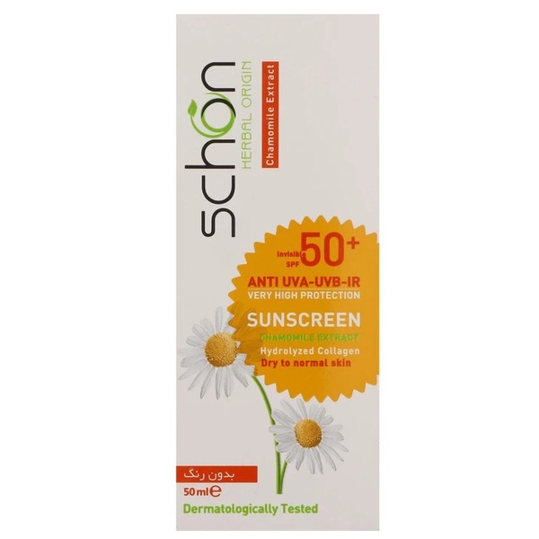 خرید کرم ضد آفتاب بی‌رنگ شون SPF 50 مناسب پوست خشک و معمولی با حجم 50 میلی‌لیتر