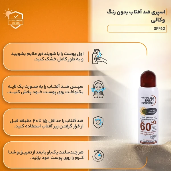 خرید اسپری ضدآفتاب وکالی مدل SPF 60 حجم 230 میلی لیتر