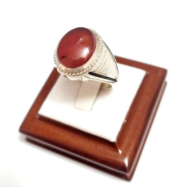 قیمت انگشترمردانه نقره دست سازعقیق یمنی به وزن 12.7 گرم
