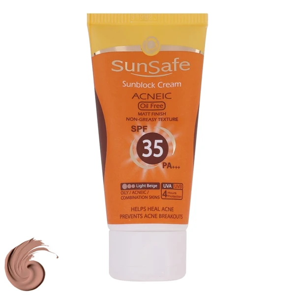 خرید کرم ضد آفتاب رنگی سان سیف مدل SPF35 مناسب پوست چرب و مختلط حجم 50 میلی‌لیتر