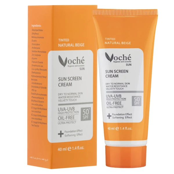 کرم ضد آفتاب رنگی صورت وچه مدل SPF 50 حجم ۴۰ میلی لیتر