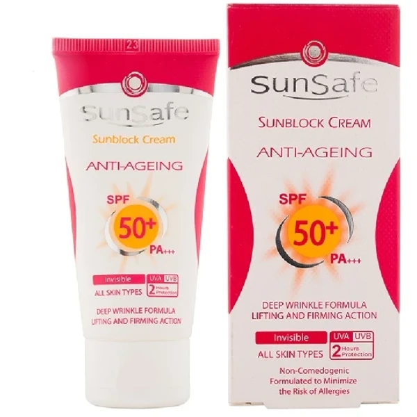 خرید کرم ضد آفتاب و ضد چروک سان سیف SPF50 حجم 50 میلی لیتر