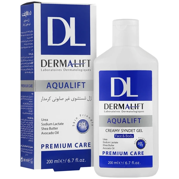 ژل شستشو صورت و بدن درمالیفت مدل آکوالیفت غیر صابونی کرمدار حجم 200 میلی‌لیتر