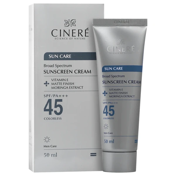 کرم ضد آفتاب بی رنگ صورت سینره SPF 45 آقایان حجم 50 میلی لیتر