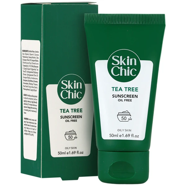 کرم ضد آفتاب اسکین شیک عصاره درخت چای SPF50 حجم 50 میلی لیتر
