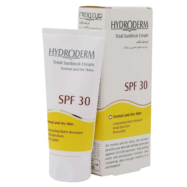 کرم ضد آفتاب SPF30 هیدرودرم مناسب پوست های معمولی و خشک ۵۰ میلی لیتر