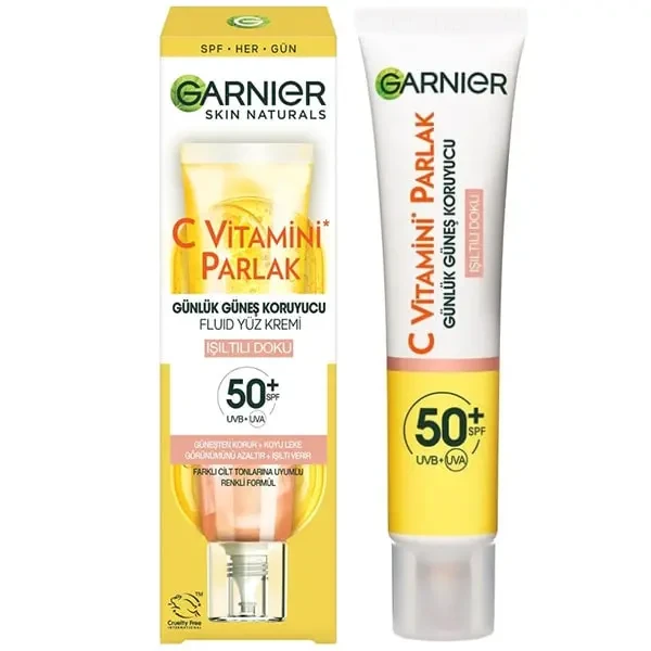 کرم ضد آفتاب رنگی گارنیه SPF 50 مدل Vitamin c ‌مناسب برای انواع پوست حجم 40 میلی لیتر
