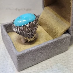 قیمت انگشتر مردانه نقره فیروزه دست ساز طرح ترکیبی وزن 31 گرم