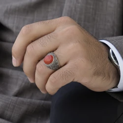 خرید انگشتر مردانه نقره عقیق یمنی به وزن 16.2گرم 