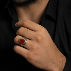 خرید انگشتر نقره مردانه عقیق یمنی وزن 16.2 گرم 