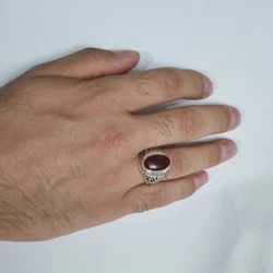 قیمت و خرید انگشترمردانه نقره عقیق یمنی دست ساز به وزن 13.2 گرم 