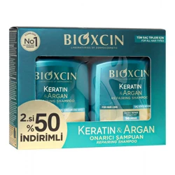 شامپو  مو بیوکسین مدل کراتینه حاوی روغن آرگان پک دو عددی حجم 2x300 میلی لیتر