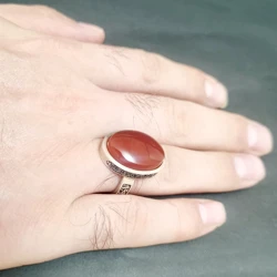 خرید انگشتر مردانه نقره با عقیق یمنی به وزن 11 گرم