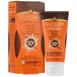 کرم ضدآفتاب رنگی صورت سان سیف SPF50 ضدآب و آنتی‌آکنه با حجم 50 میلی‌لیتر 