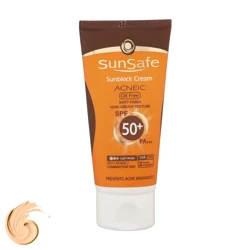 خرید کرم ضدآفتاب رنگی صورت سان سیف SPF50 ضدآب و آنتی‌آکنه با حجم 50 میلی‌لیتر 