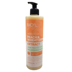 ماسک تقویت‌کننده و مرطوب‌کننده مو بیول مدل Peach And Wheat حجم 500 میلی لیتر