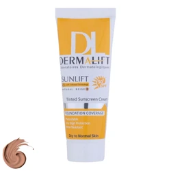 کرم ضدآفتاب رنگی صورت درمالیفت مدل SPF50 مناسب پوست خشک و معمولی حجم 40 میلی لیتر