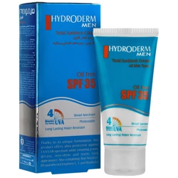 کرم ضد آفتاب بی رنگ هیدرودرم با SPF35 مناسب آقایان حجم 50 میلی لیتر